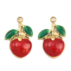 Яблоко 304 нержавеющей стальной эмали подвески, ионное покрытие, золотые, яблоко, 16.5x11x3.5 мм, отверстие : 1.5 мм