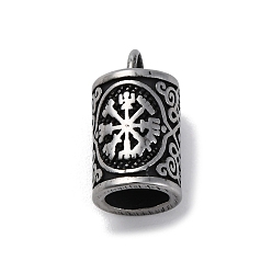 Античное Серебро 304 подвески из нержавеющей стали, колонка, античное серебро, 16x9 мм, отверстие : 3x3.5 мм