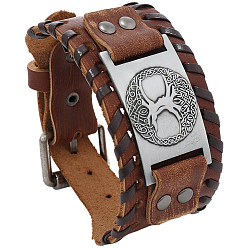 Сиена 1плетеные браслеты из искусственной кожи, с металлической пряжкой «Древо жизни», для мужчин, цвет охры, 10-7/8x1-1/2 дюйм (27.5x3.8 см), 1 шт / комплект