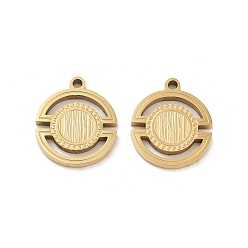 Золотой Ионное покрытие (ip) 304 подвески из нержавеющей стали, лазерная резка, плоский круглый шарм, золотые, 16x14x1.5 мм, отверстие : 1.5 мм