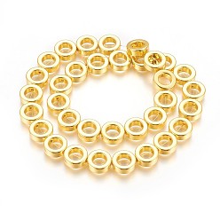 с Золотистым Покрытием Гальванизированная немагнитная нить из синтетического гематита, долговечный, плоско-круглые, с золотым покрытием, 12x4 мм, отверстие : 0.8 мм, около 34 шт / нитка, 16.53 дюйм (42 см)
