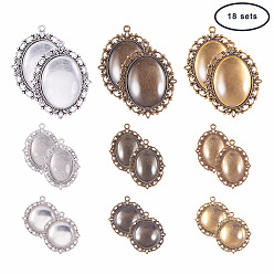Mixed Color DIY Pendant Making, with Alloy Pendant Cabochon Settings and Glass Cabochons, Mixed Color