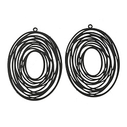 Oval Напечатанный методом распыления 430 подвески из нержавеющей стали, гравированные металлические украшения, чёрные, овальные, 40x27.5x0.3 мм, отверстие : 1.2 мм