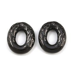 Черный 304 Соединительные кольца из нержавеющей стали, ионное напыление (IP), текстурированный овал, чёрные, 18x15x4.5 мм, внутренний диаметр: 8x5 мм