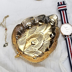 Лист Позолоченная керамическая тарелка для ювелирных изделий, лоток для хранения колец, , серьга, лист, 162x120 мм