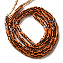 Темно-Оранжевый Непальские бусины лэмпворк ручной работы, колонка с узором в полоску, темно-оранжевый, 3~6x2~7 мм, отверстие : 1.2~1.8 мм, около 115~125 шт / нитка, 20.87~21.65 дюйм (53~55 см)