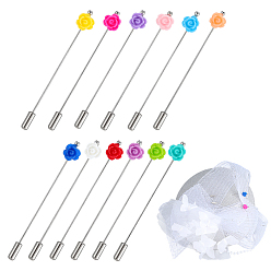 (52) Непрозрачная лаванда 12шт латунная брошь, смолой цветок, разноцветные, 76 мм