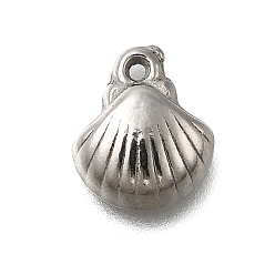 Shell Shape 304 прелести нержавеющей стали, очарование океанской темы, анти-тускнение, формы раковины, 10.5x9x3.5 мм, отверстие : 1 мм