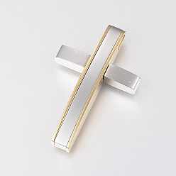 Золотой & Цвет Нержавеющей Стали 304 подвески из нержавеющей стали, Подвески с большими отверстиями, крестик, золотые и нержавеющая сталь цвет, 38x24x6 мм, отверстие : 5x3 мм
