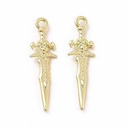 Золотой Стойки подвески обшивки сплава, без кадмия, без никеля и без свинца, очарование меча, золотые, 31x9x3 мм, отверстие : 2 мм