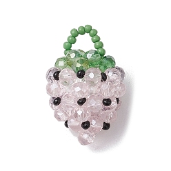 чертополох Стеклянные подвески из бисера, клубника, чертополох, 26x18x18 мм, отверстие : 4x5 мм