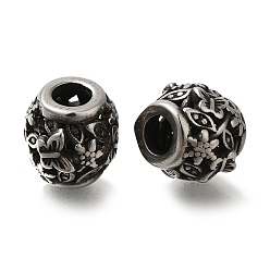 Античное Серебро 304 из нержавеющей стали европейские шарики, бусины с большим отверстием, Rondelle с бабочкой, античное серебро, 10.5x9.5 мм, отверстие : 4 мм