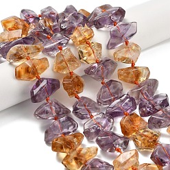 Аметрин Природные Аметрин бисер нитей, самородки, 11~15x17.5~21x8.5~11.5 мм, отверстие : 1 мм, около 27 шт / нитка, 16.06 дюйм (40.8 см)