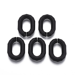 Negro Anillos de unión de plástico ccb pintados con spray, conectores de enlace rápido, para la fabricación de cadenas de cable de joyería, oval, facetados, negro, 26x18x5.5 mm, diámetro interior: 8x15 mm