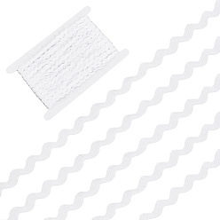 White 25M Polyester Wavy Fringe Trim Ribbon, Wave Bending Lace Trim, for Clothes Sewing and Art Craft Decoration, White, 1/4 inch(5~8mm)