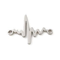 Другие 201 подвески для соединителей из нержавеющей стали, вырезанные лазером, цвет нержавеющей стали, сердцебиение, 10x15x1 мм, отверстие : 1 мм