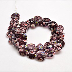 Седло Коричневый Ручной Millefiori сердце стекла из бисера пряди, седло коричневый, 12x12x3.5 мм, отверстие : 1 мм