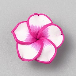 Средний Фиолетово-красный Бусины из полимерной глины , цветок, средне фиолетовый красный, 10~11x25~26x25~26 мм, отверстие : 1.5 мм