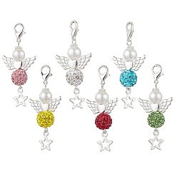 Звезда Подвеска в виде диско-шара с ангельским паве, подвески из клешней лобстера, украшения для сумок, разноцветные, звезда, 48 мм, 6 шт / комплект