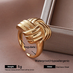 Golden 304 Stainless Steel Cuff Open Rings for Women, Golden, Adjustable