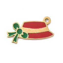 Hat 304 эмалированные подвески из нержавеющей стали на рождественскую тематику, золотые, шляпа, 10x15x1 мм, отверстие : 1 мм