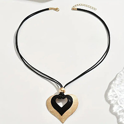Золотой Ожерелья из черного шнура с подвеской в виде сердца из сплава, золотые, 20.08 дюйм (51 см)