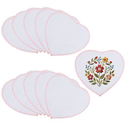 Pink Ткань из поликоттона в форме сердца для вышивки, розовые, 140x155x1.5 мм