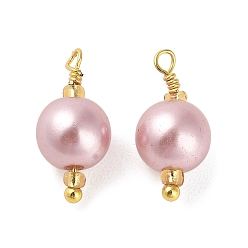 чертополох Абс пластмассовые жемчужные подвески, с латунной фурнитурой из настоящего золота 18k и стеклянными бусинами, круглый шарм, чертополох, 16.5x8 мм, отверстие : 1.6 мм