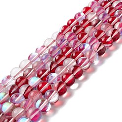 (123L) Белый крем непрозрачный блеск Синтетические лунные лучи, круглые, огнеупорный кирпич, 10 мм, отверстие : 1 мм, около 37~39 шт / нитка, 14.76''~14.96'' (37.5~38 см)