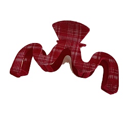 Красный Корейский клетчатый бархатный зажим, заколки-когти для волос с флокированием, заколка для волос, украшение для волос, форма волны, красные, 130x70 мм