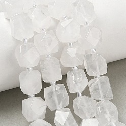 Quartz Crystal Natural Quartz Crystal Beads Strands, Rock Crystal, Nuggets, Faceted, with Seed Beads, 11.5~12.5x9~13x9~12mm, Hole: 1mm, about 28pcs/strand, 14.96''(38cm)