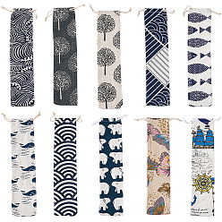 (52) Непрозрачная лаванда Пакеты из хлопчатобумажной и льняной ткани, шнурок сумки, прямоугольные, разноцветные, 26x6x0.2 см, 1 шт / цвет, 10 шт / комплект