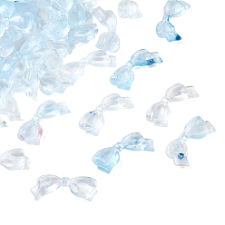 Светло-Голубой Прозрачные акриловые бусины, бантом, два тона, Небесно-голубой, 14x29.5x6 мм, отверстие : 1.6 мм, Около 446 шт / 500 г