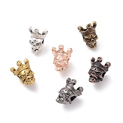 (52) Непрозрачная лаванда Сплавочные овальные бусины тибетского стиля , череп головы, разноцветные, 13x10.5x9.5 мм, отверстие : 3 мм