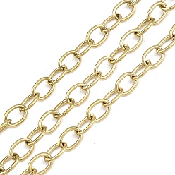 Золотой 304 кабельные цепи из нержавеющей стали, несварные, с катушкой, ионное покрытие (ip), золотые, 7x5x1 мм