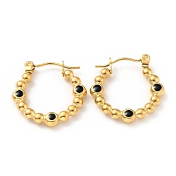 Черный Ионное покрытие (ip) 304 серьги-кольца в форме капли из нержавеющей стали с эмалью для женщин, золотые, чёрные, 20.5x20x3 мм, штифты : 0.8 мм