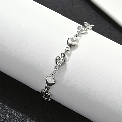 Нержавеющая Сталь Цвет 304 из нержавеющей стали ссылка браслеты, сердце прелести, цвет нержавеющей стали, 7-5/8 дюйм (19.3 см)