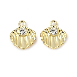 Shell Shape Подвески из сплава и страза, стойки покрытие, без свинца и без кадмия, золотые, формы раковины, 16x14x4 мм, отверстие : 1.8 мм