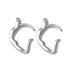 Stainless Steel Color Non-Tarnish 304 Stainless Steel Pendants, Stainless Steel Color, 31x21x3mm, Hole: 1.6mm