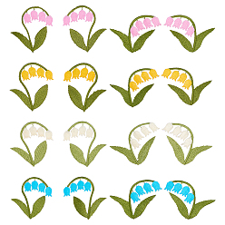 Gemischte Farbe 16 Stück 16 Farben Polyester- und Baumwoll-Kleidungsaufnäher, Lilie Blume, Gemischte Farbe, 40~49x47~53x1 mm