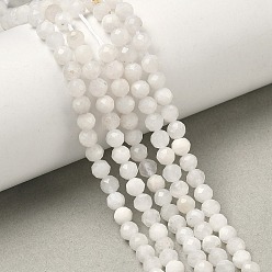 Rainbow Moonstone Бусины из натурального радужного лунного камня, круглые, граненые, 3~3.5 мм, отверстие : 0.7 мм, около 63~66 шт / нитка, 7.48~7.83'' (19~19.9 см)