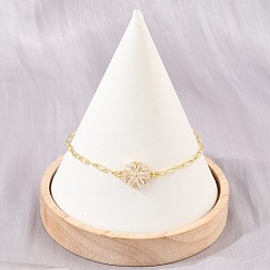 Clair Bracelets en laiton pavés de zirconiums cubiques en forme de fleur pour femmes, crémaillère plaquage, plaqué longue durée, sans cadmium et sans plomb, réel 18 k plaqué or, clair, 7.58 pouce (19.25 cm)