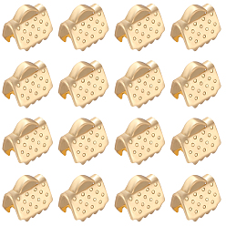 Настоящее золото 18K 100шт 304 обжимные концы ленты из нержавеющей стали, реальный 18 k позолоченный, 6x6.5 мм, отверстие : 1 мм