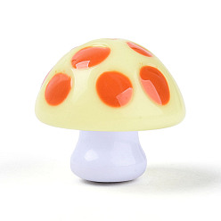 Шампанско-Желтый 2 шт. непрозрачные акриловые эмалевые бусины, гриб, шампанское желтый, 22.5x24.5 мм, отверстие : 2.5 мм