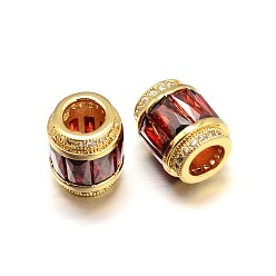 Золотой Колонка латунные микро проложить кубического циркония большое отверстие бусы, без свинца, без никеля и без кадмия, золотые, 12x9 мм, отверстие : 5 мм