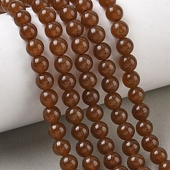 Saddle Brown Dyed Natural White Jade Beads Strands, Smooth Round, Saddle Brown, 6~6.5mm, Hole: 1mm, about 58pcs/strand, 14.96''(38cm)