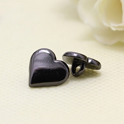 Черный Цвет Металла Кнопки сплава хвостовиком, 1-луночное, сердце, металлический черный , 11 мм