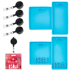 (52) Непрозрачная лаванда 2Силиконовые формы для студенческих значков своими руками, прямоугольные, с пластиковой катушкой для значков 4шт., выдвижной держатель для бейджа, с платиновой железной невидимкой, разноцветные, 120~121x140~141x7 мм