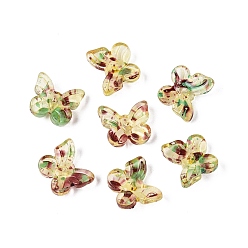 Green Yellow Picasso Transparent Glass Beads, Butterfly, Green Yellow, 9.5x11x4mm, Hole: 0.9~1.2mm, About 1020pcs/pound