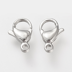 Stainless Steel Color 304 Stainless Steel Lobster Claw Clasps, Parrot Trigger Clasps, Stainless Steel Color, 12x7x3.5mm, Hole: 1.5mm